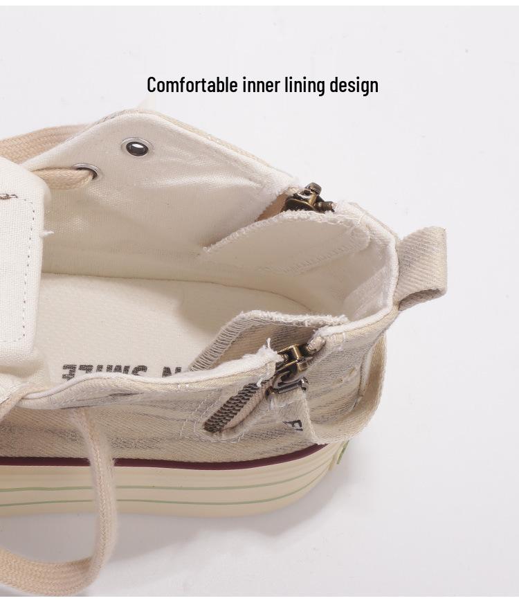 Women's High-Top Canvas Sneakers, Thick-Soled, Versatile, Spring/Autumn, 2025 Model, Uber H1360