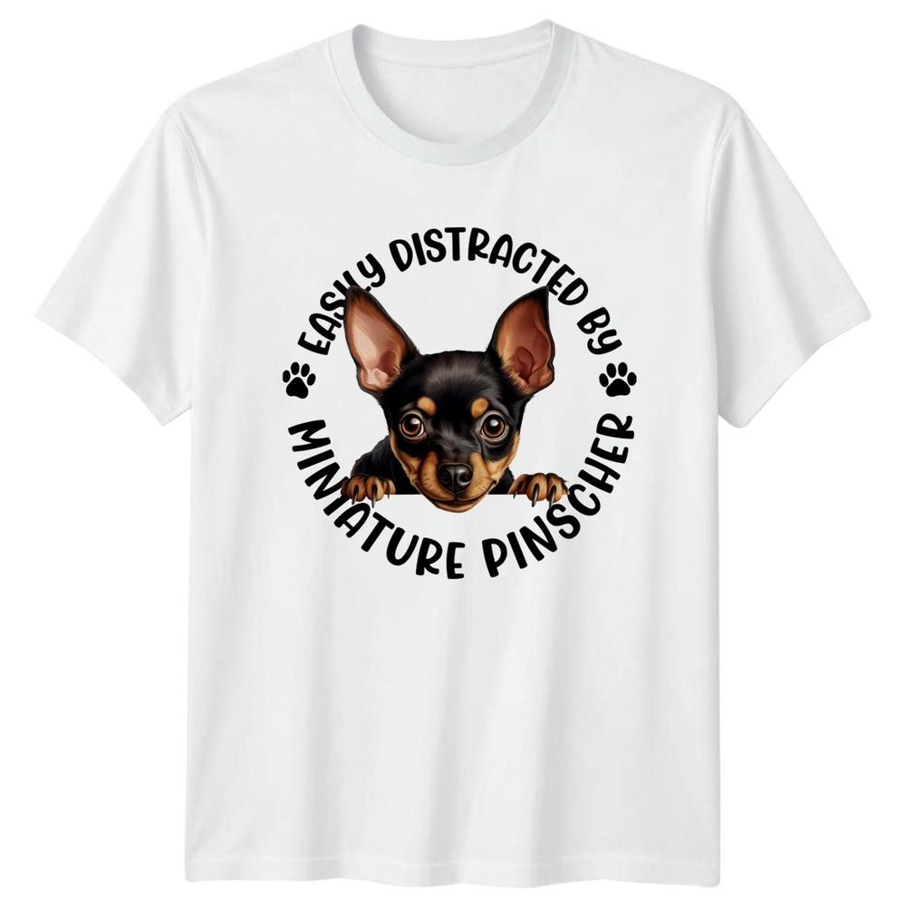 Easily Distracted By Miniature Pinscher Dogs Unisexs TShirt Unisexs Tee Graphic Top S