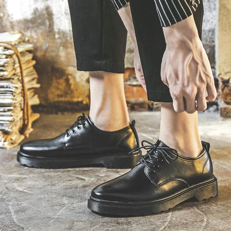 Black business dress leather shoes inner height increase summer breathable casual British style groom wedding shoes