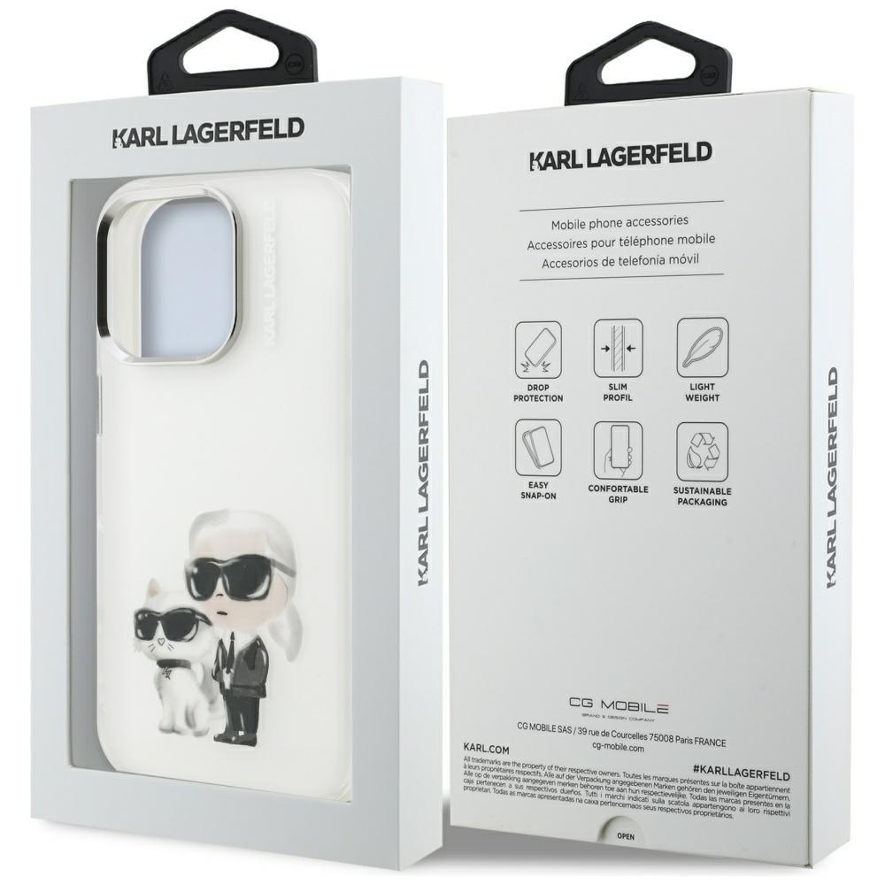 Karl Lagerfeld IML Aquarelle Karl & Choupette & Logo Case for iPhone 16 Pro White
