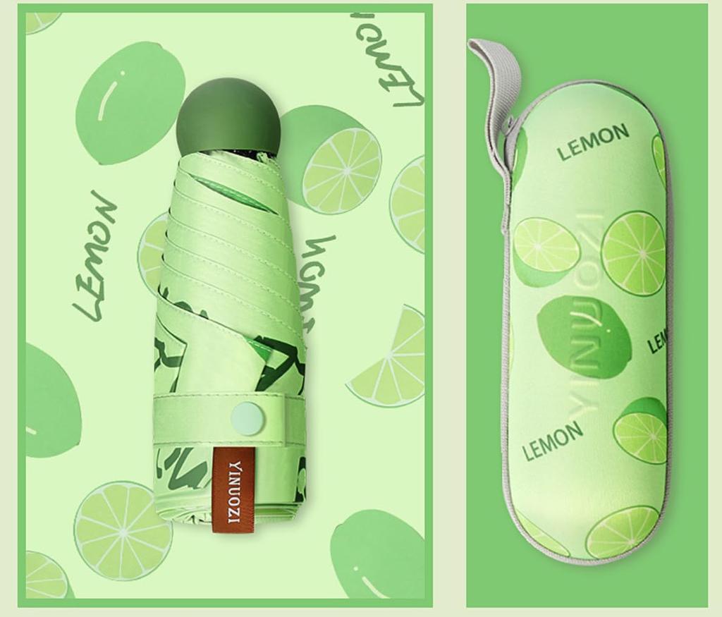 Lightweight Folding Parasol for Suitable for Both Sunny and Rainy UV Heat UV Comes with Storage Stylish Fruit Compact Highly Easy to Carry Women,