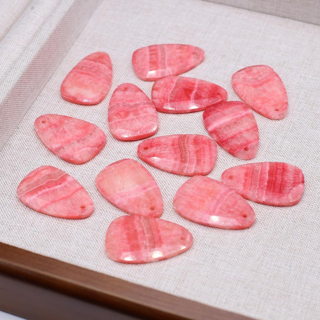 Natural Stone Teardrop Pendant, Striated Pink Crystal Charms for DIY Necklace & Bracelet, Boho Daily Wear Handmade Jewelry Craft Accessory Unisex Gift