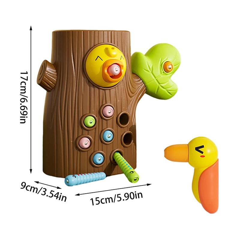 Toys For Ages 2-4; Montessori Toys, Fine Motor Skills Toddler Toys Age 2-4, Woodpecker Worm Toy Magnetic Bird Feeding Game