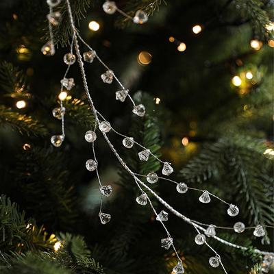 Clear Christmas Tree Beads Chain Artificial Plastic Pearls Icicle Ornaments Glitter Elegant Fishing Line Pearls Chain