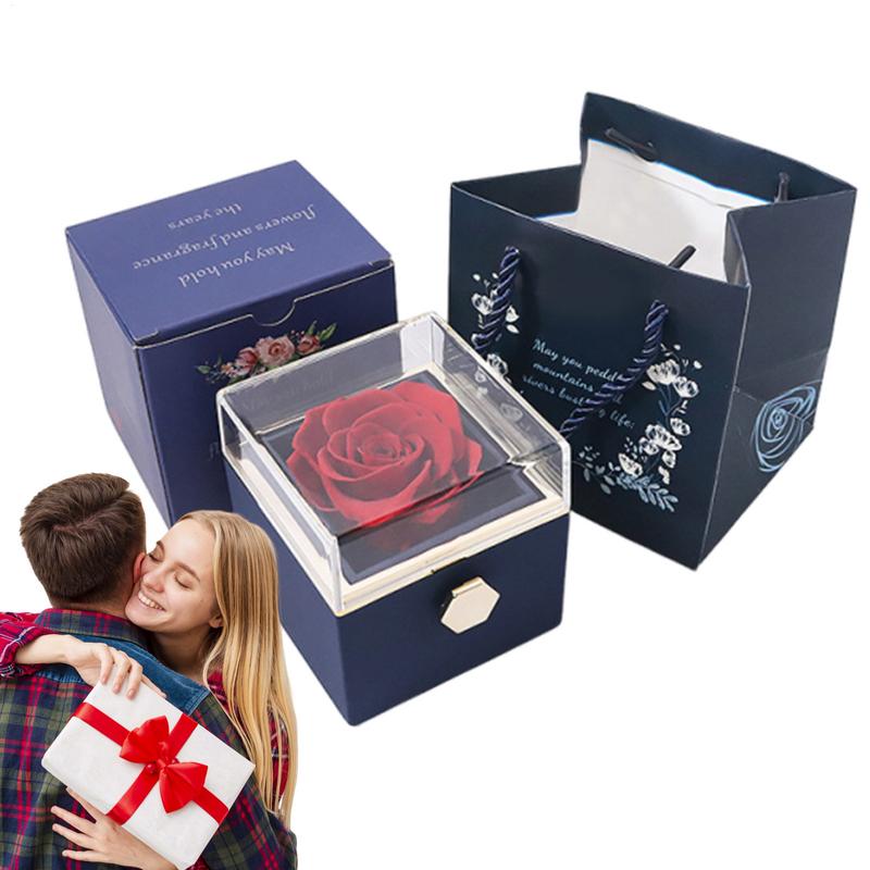 Rose Ring Box Everlasting Flower Case Multifunctional Luxury Preserved Rose Ring Box for Wedding Proposal Ceremony Valentine's