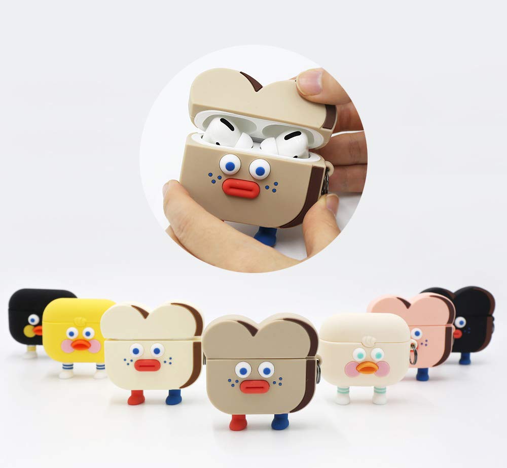 Cute AirPods Pro Case with Toasted Duck Shockproof and Protective Soft Silicone Brunch Brother Figure, Cover, (Burnt Toast)