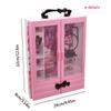 Pink Wardrobe with 10pcs Hangers Playset Doll Accessories Fashion Toys Fold-out Rack Portable Closet Birthday Christmas Gift