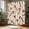 1Pc Shower Curtain With Candy Cane And Snowflake Pattern, Polyester Fabric, Machine Washable, Suitable For Bathroom Decoration