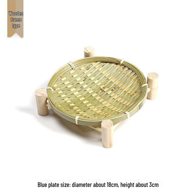 Handmade Round Bamboo Woven Basket for Snacks, Fruit, Pastries, or Steamed Buns