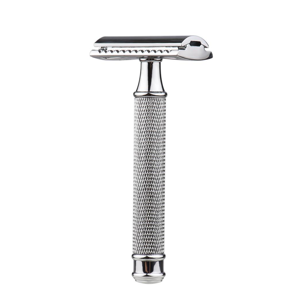 Double , Stainless Steel Manual Shaving with Rotatable Design for Men, Detachable Blades, Lightweight and Portable for Salon or Use