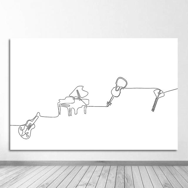 Nordic Line Draw Print abstrakte minimalistische Wandkunst Malerei dekorative Bild Home Decor schwarz weiß Klavier Leinwand Poster