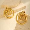 18k Gold Plated Multiple-layer Circular Earrings For Women, Exaggerated Drop Earrings, Geometric Jewelry Gift