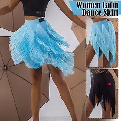 Damen Latein Tanzrock mit Quasten und Fransen, Salsa, Samba, Tango, Lagen-Wettbewerb, Salsa, Latein, Fransenrock