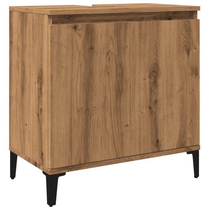 VidaXL Armoire d'évier chêne artisanal 58x33x60 cm bois d'ingénierie, meuble de lavabo de salle de bain, meuble de salle de 857118
