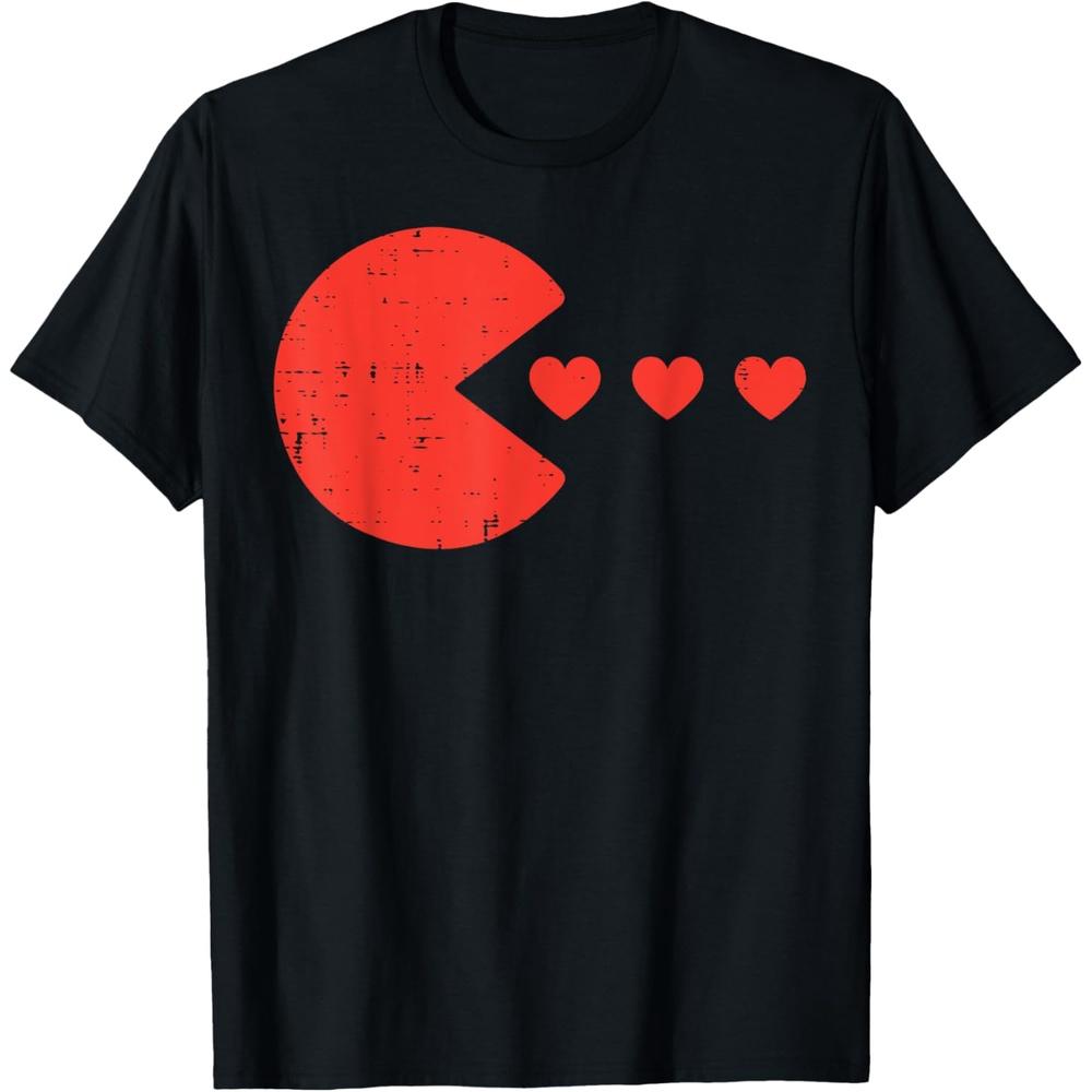 Valentines Day Gamer Eating Hearts Men Boys Boys Girls Youth Teen T-Shirt XS чёрный