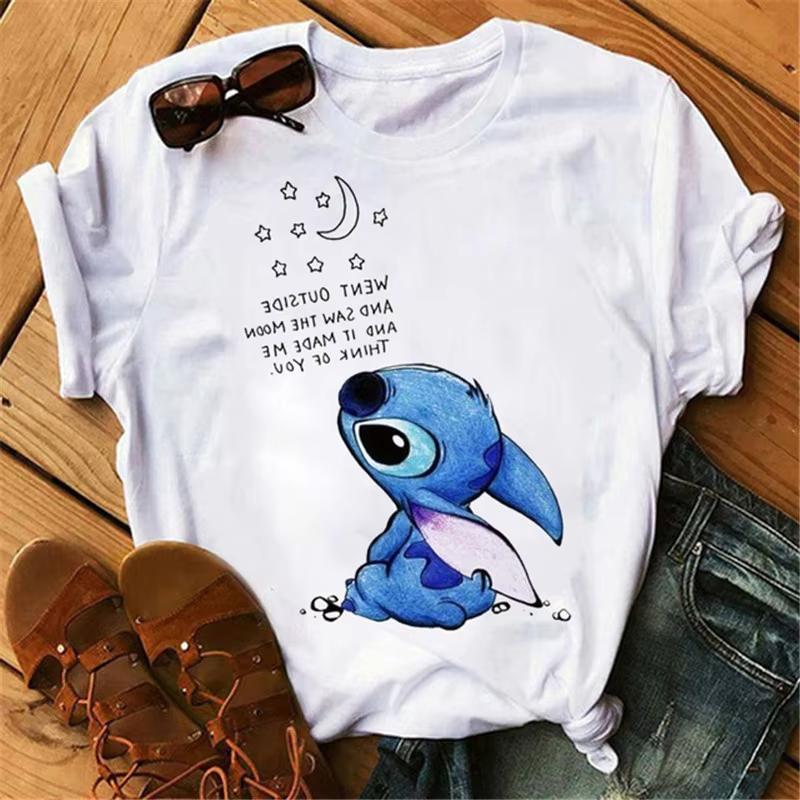 2026 New Cute and Fun WoUnisex TShirt Ohanalilo Printed Fashion WoUnisex Crew Neck Loose Plus Size Short Sleeve TShirt