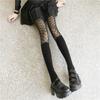 Black Grid Pattern Stockings Female Knee High Stitching Socks Black Women Tights Silk Tattoo Pantyhose Bottoming Pantyhose