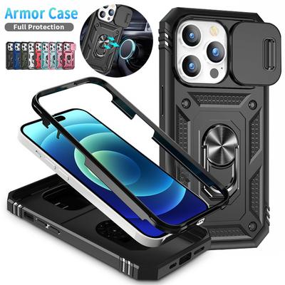 Custodia Protettiva Antiurto con Protezione Lente per iPhone 16 15 14 13 12 11 Pro Max Plus 13mini Custodia Armatura con Supporto ad Anello per iPhone X XR XS Max