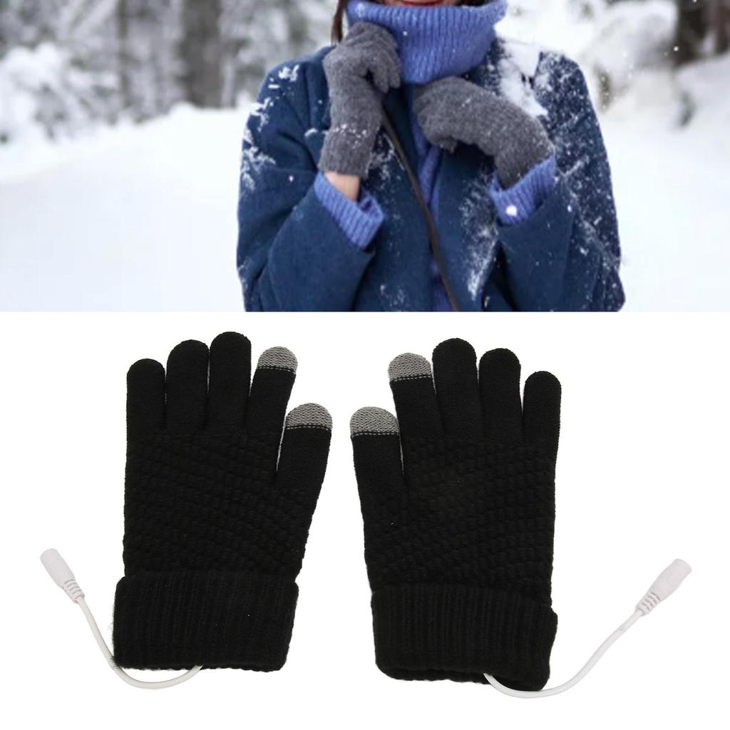 USB Heated Gloves Thicken Detachable Electronic Warming Knitted Gloves for Autumn Winter