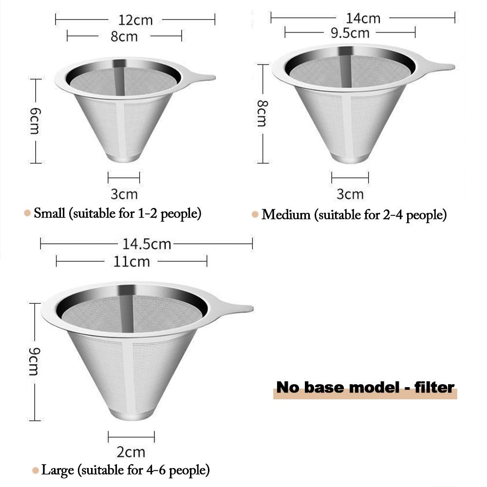 Reusable Double Layer 304 Stainless Steel Coffee Filter Holder Pour Over Coffees Dripper Mesh Coffee Tea Filter Basket Tools