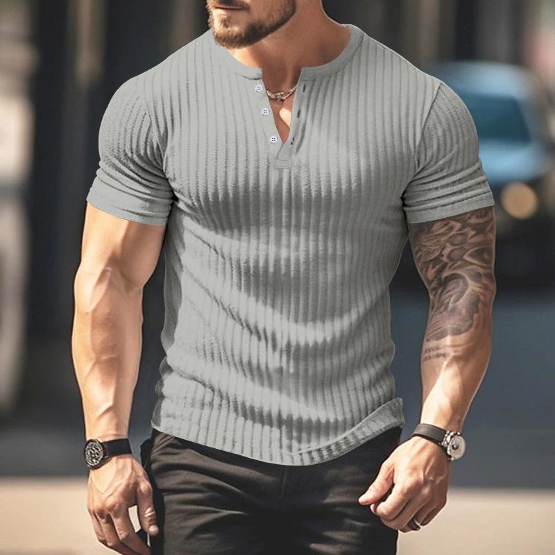 Sommer Herren S Lässig Fitness Schnelltrocknend V-Ausschnitt Kurzarm T-Shirt