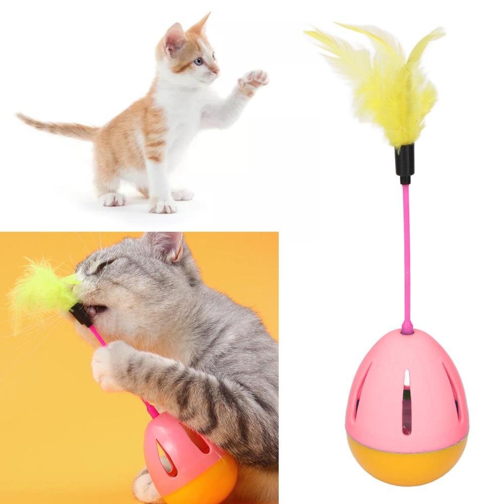 Detachable Plush Tassel Tumbler Cat Feeder Toy Interactive Kitten Play Toy  Indoor Kitten Amusement