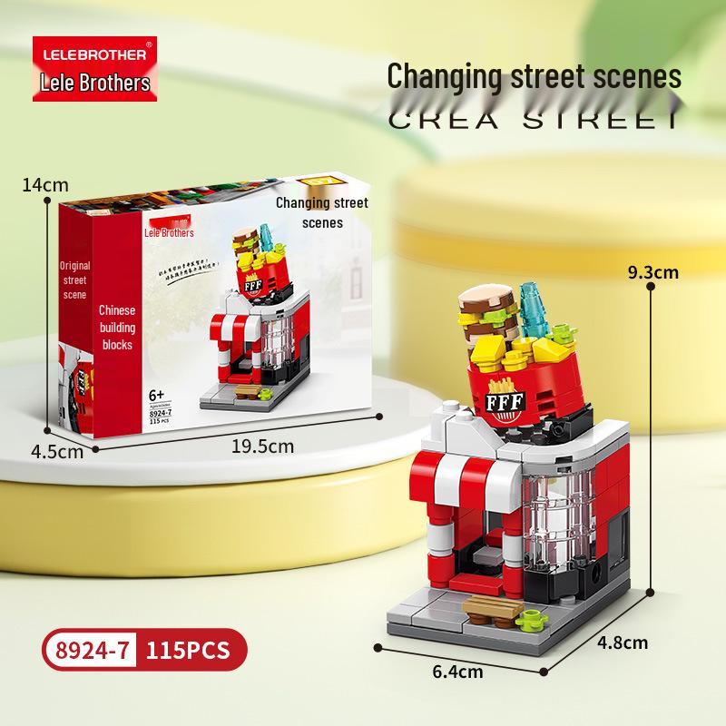 Lego-Compatible Street View Snack Street Mini City Building Toys for Kids - Creative Gifts for Boys & Girls