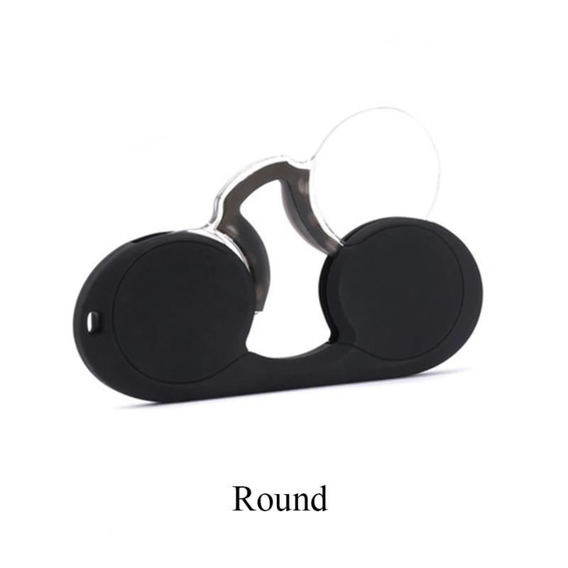 

Silicone Nose Clip Pocket Glasses for Men Women Portable TR Round Frameless Reader Glasses +100 чёрный