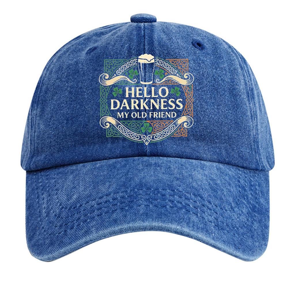 Washed cotton baseball cap with printed distressed soft top denim hat, vintage hat