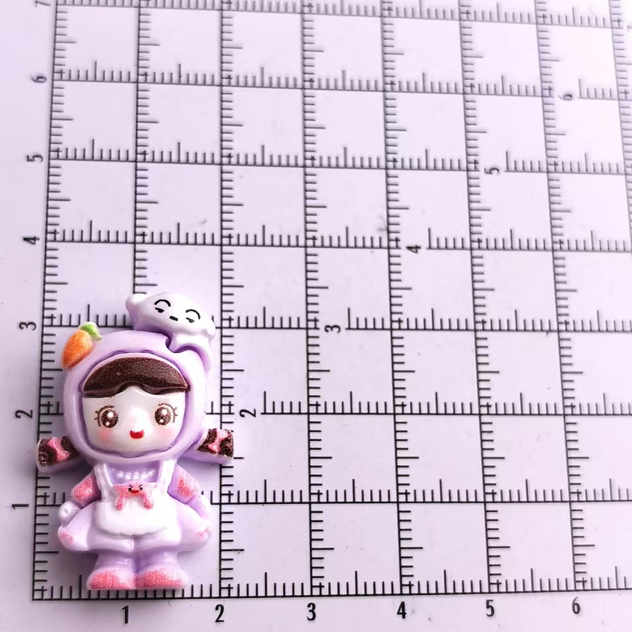 Cartoon Ponytail Girl Handmade Resin Hair Clips & DIY Phone Case Stickers Small Card фиолетовый