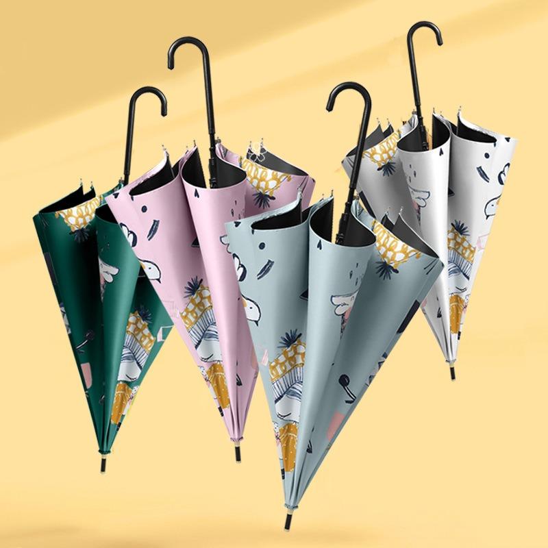 8 Bone fiber long-handled umbrella Small fresh and creative vinyl straight pole umbrella Sunscreen