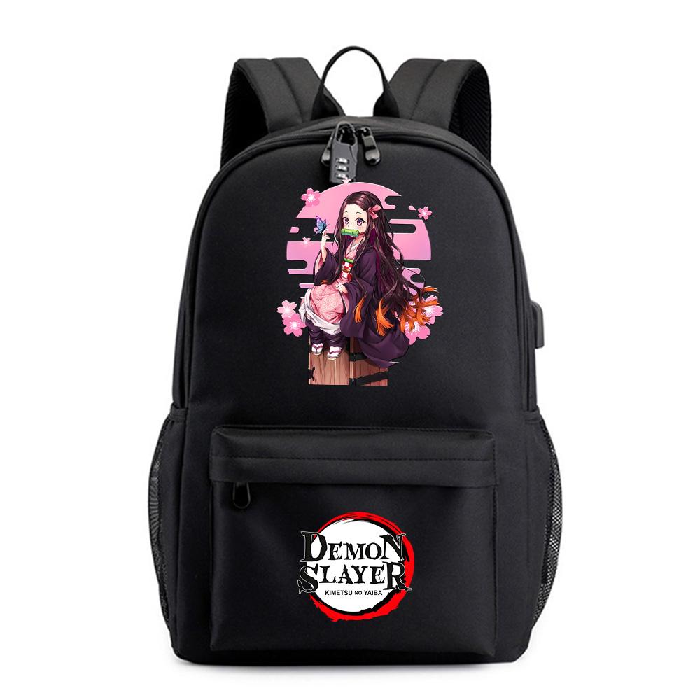 Anime Demon Slayer Printed Backpack for Teenager Student Bookbag Schoolbag Women Large Capacity Waterproof Travel Bag