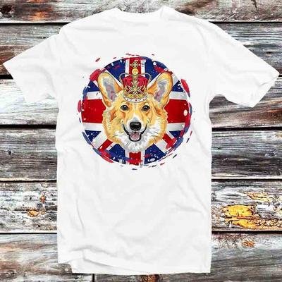 Platinové jubileum Corgi Koruna Král Korunovace Vlajka Union Jack Tričko B1414