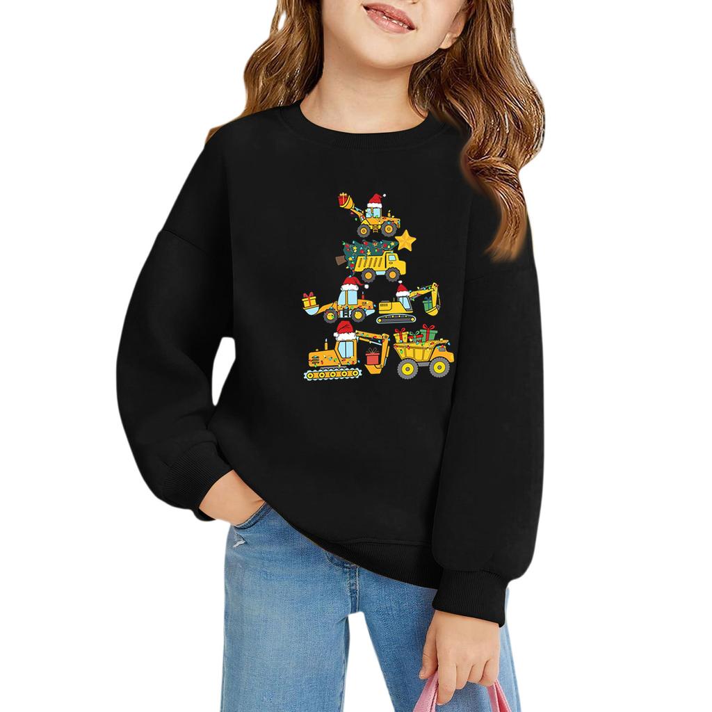 Vánoční den Dívčí pulovry s kulatým výstřihem pro děti Potištěné dětské topy