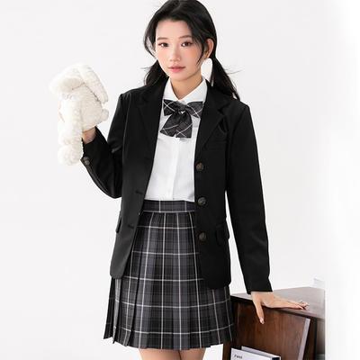 Conjunto de Blazer OSKEE para Escuela Secundaria Perfecto para la Ceremonia de Ingreso y Fiestas con Talla 5 Piezas Niñas, Ceremonias, Graduaciones, Festivales, (Lazo Negro, M)