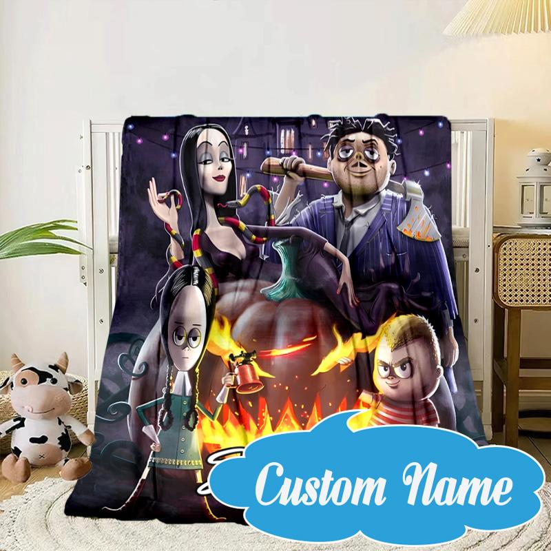 Benutzerdefinierter Name Nightmare Addams Decke Bett Sofa Decke Flanelldecke für Camping, Wandern, Picknick Zubehör, Geschenk für Fan Familie