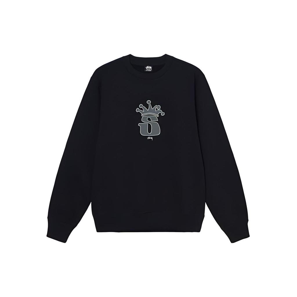 Stussy FW21 Crown Crewneck American Vintage Round Neck Sweatshirt Men sweatshirt Black 1914755