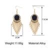 Women Tassel Geometric Earrings Long Round Retro Fashion Earrings