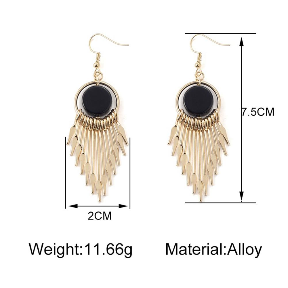 Women Tassel Geometric Earrings Long Round Retro Fashion Earrings