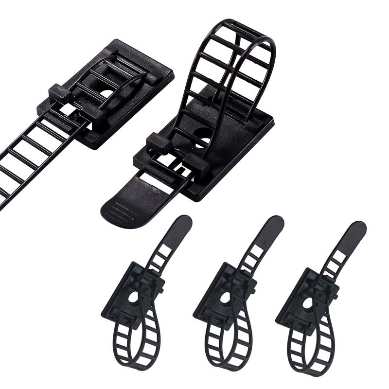100 Pcs Strong Black Cable Zip Tie Mounts Outdoor Sticky Cable Clips Self Adhesive Wire Fasteners Cable Organizer Holder