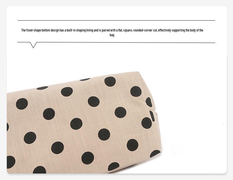 2026 Women's Polka Dot Cotton Linen Tote Bag - Large Capacity, Versatile Shoulder Handbag