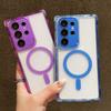 For Samsung Galaxy S25 Ultra Magnetic Case Clear Colorful Frame TPU + PC Phone Back Cover with Lens Film