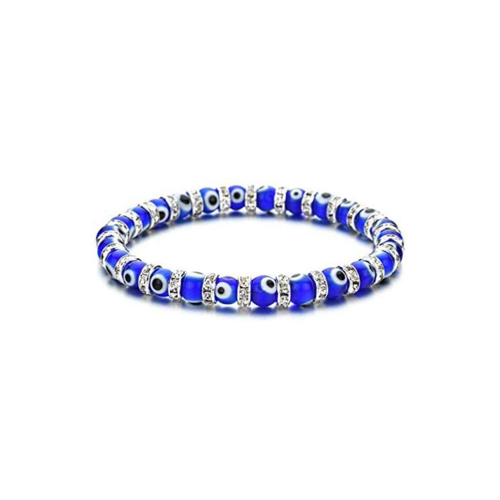6mm Evil Eye Glass Beaded Bracelet Elastic Stretch Unisex Jewelry