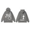 Mens Oversized Hoodie With Retro Moon Print Streetwear Sweatshirt Winter