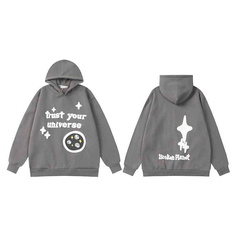 Mens Oversized Hoodie With Retro Moon Print Streetwear Sweatshirt Winter