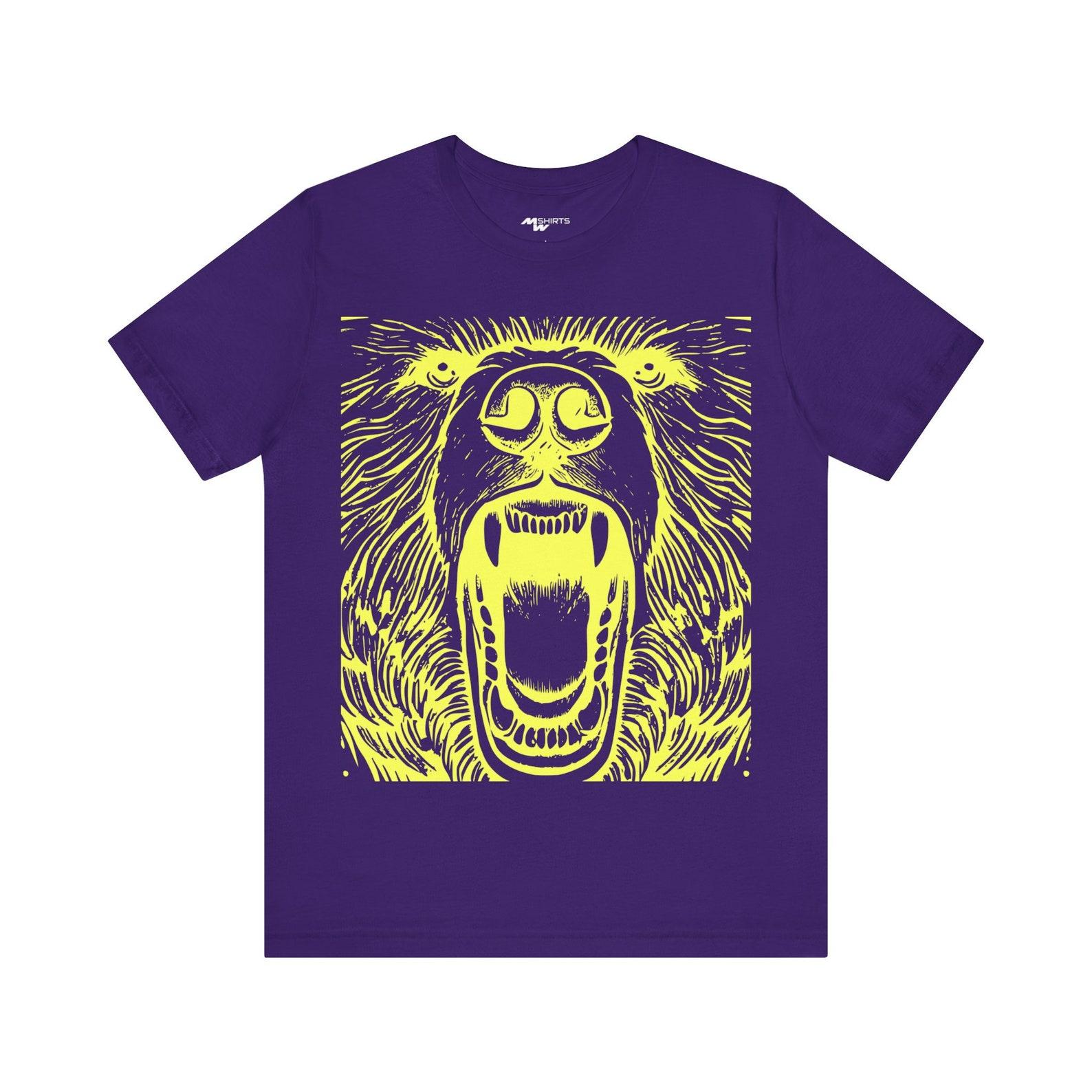 Vintage Engraving Style Roaring Bear Head T-Shirt/ Unisex Jersey Short Sleeve Tee M