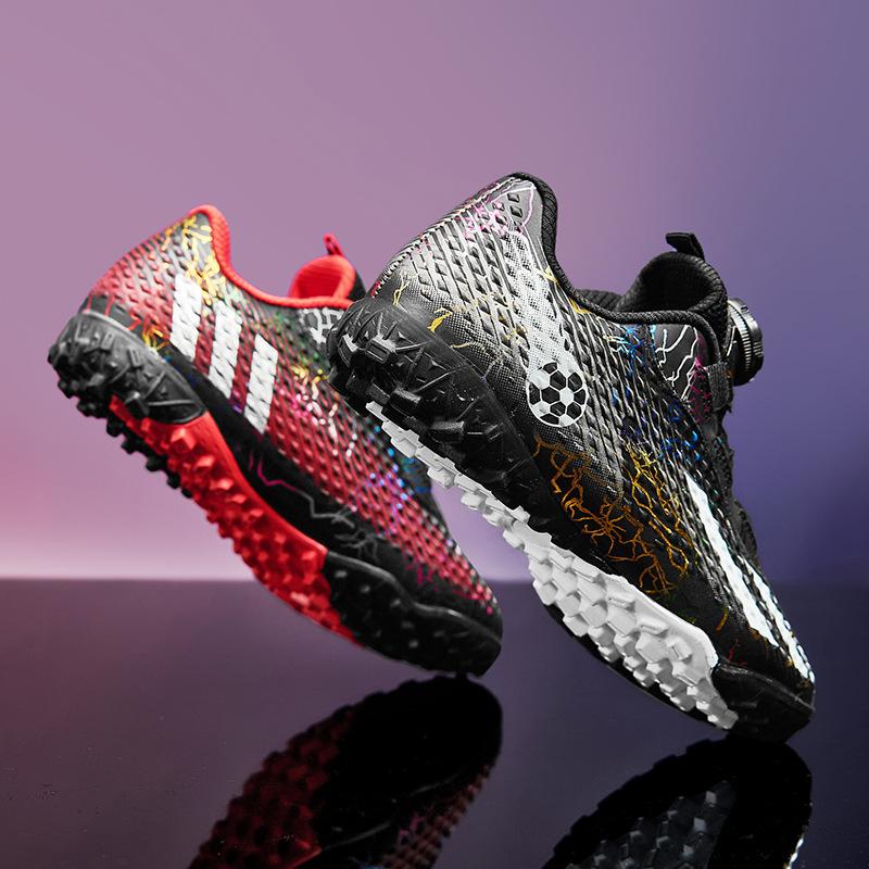 Rotary Buckle Football Shoes Children's Low-top Artificial Turf Short Broken Nails Student Children Middle Children's Grass Sports Shoes