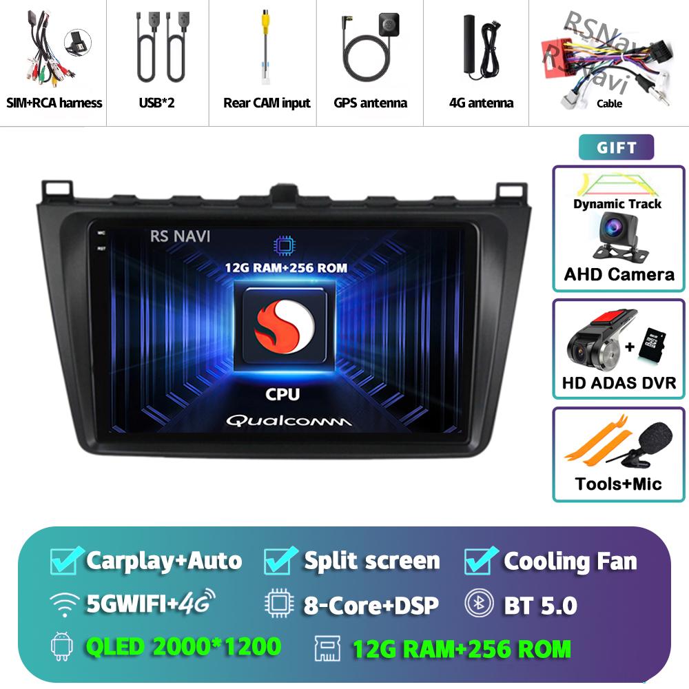 Android 14 Carplay Auto For Mazda 6 2008 - 2012 Car Radio 4G+WIFI Player Multimedia Stereo Navigation Video 360 Camera AI Voice