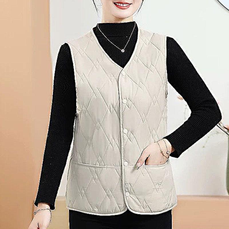 Premium Quilted Vest Button Model, Autumn and Winter Windproof, Cold and Warm Vest Women's Wear Casual Sports