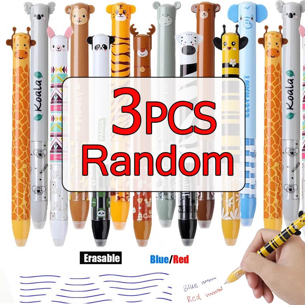 

3/6/12Pcs 3D Cartoon Animals Erasable Gel Pen Wtih Red Blue Ink 2 in 1 0.5mm Fine Point Gel Pen Set for School Supply Party Gift Blue and Red